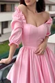 Rochie de Ocazie, cu Maneci Scurte Bufante, si Tulle, MyBabydoll, Roz
