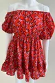 Rochie de Plaja, cu Maneci Scurte Bufante si Imprimeu Fundite,  Senorita, Orange