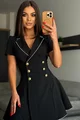 Rochie din Bistrech, cu Inchidere Nasturi, Tip Sacou, Zylle, Neagra