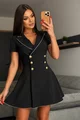 Rochie din Bistrech, cu Inchidere Nasturi, Tip Sacou, Zylle, Neagra