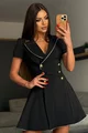 Rochie din Bistrech, cu Inchidere Nasturi, Tip Sacou, Zylle, Neagra