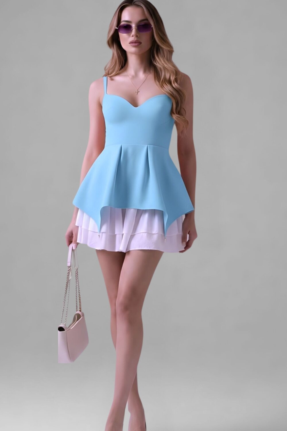 pirații din caraibe: cufărul omului mort Rochie Din Bistrech, Din Doua Piese, Cu Fusta Detasabila, Soraya, Bleu