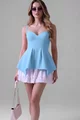  Rochie din Bistrech, din Doua Piese, cu Fusta Detasabila, Soraya, Bleu