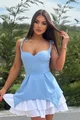  Rochie din Bistrech, din Doua Piese, cu Fusta Detasabila, Soraya, Bleu