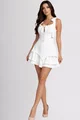  Rochie din Bistrech, Scurta, in Bretele Fundite, Alya, Alba