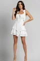  Rochie din Bistrech, Scurta, in Bretele Fundite, Alya, Alba