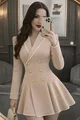 Rochie din Bistrech, Tip Sacou,cu Inchidere Nasturi, Kaellis, Bej