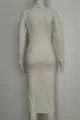 Rochie din Pulover, pe Gat, cu Maneci Lungi si Crapatura Adanca pe o Parte, Willow, Alba