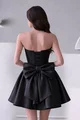 Rochie din Satin, Scurta, cu Siret Reglabil  si Accesorizata cu Funda la Spate, Verra, Neagra