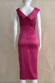 Rochie Eleganta de Dama, cu Crapatura pe Picior, Midi, Caitlin, Fucsia
