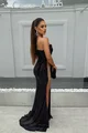 Rochie Eleganta de Dama, cu Decolteu si Crapatura pe Picior, din Paiete, Vylora, Neagra