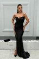 Rochie Eleganta de Dama, cu Decolteu si Crapatura pe Picior, din Paiete, Vylora, Neagra