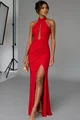 Rochie Eleganta de Dama, din Lycra, cu Spate Gol si Decolteu Adanc, Arrome, Rosie