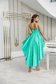 Rochie Eleganta de Ocazie, din Satin,  cu Broderie, Asimetrica, Aqua
