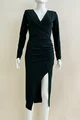 Rochie Eleganta din Lyra, cu Decolteu Adanc si Petrecuta pe Picior, Lucia, Verde