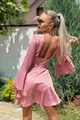 Rochie Eleganta din Satin, cu Brau Tip Corset Accesorizat cu Pietre, Louisiana, Roz Pudra