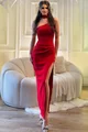 Rochie Eleganta, Fara Maneci, cu Prindere dupa Gat si Crapata pe Picior, Dandelyons, Rosie