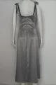 Rochie Eleganta, in Bretele Subtiri, cu Crapatura Adanca pe Fata, si Sectiuni Albe in Contrast, Ali, Gri