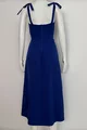 Rochie Eleganta, in Bretele Subtiri, cu Crapatura Adanca pe Fata, si Sectiuni Albe in Contrast, Bellamy, Albastru Electric
