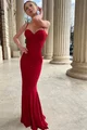 Rochie Eleganta Tip Sirena, In Cupe, cu Bretele Subtiri si Accesorizata cu Pietre Rosii, Reyna, Rosie