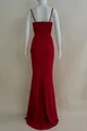 Rochie Eleganta Tip Sirena, In Cupe, cu Bretele Subtiri si Accesorizata cu Pietre Rosii, Reyna, Rosie