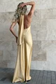 Rochie Lunga de Dama, cu Spate Gol si Prindere Cordon dupa Gat, Royalle, Aurie