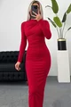Rochie Lunga de Dama, din Lycra, cu Inchidere Fermoar, Magnificent, Rosie 