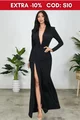 Rochie Lunga de Dama, din Lycra, Evazata, cu Maneci Lungi, Petrecuta pe Sold, Classy, Neagra