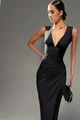Rochie Lunga de Dama, din Lycra, Fara Maneci, Petrecuta pe Sold, Richess, Neagra
