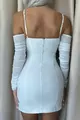 Rochie Mulata, Crapata in Parti cu Maneci Decupate, Snow, Alba