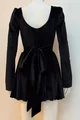 Rochie Scirta de Dama, cu Maneci Lungi si Accesorizata cu Floare, Mariss, Neagra