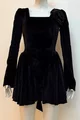 Rochie Scirta de Dama, cu Maneci Lungi si Accesorizata cu Floare, Mariss, Neagra