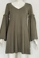Rochie Scurta de Dama cu Decolteu in V si Maneca Clopot, Accesorizata pe Umeri, Latoya, Kaki