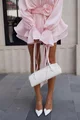 Rochie Scurta de Dama, cu Fusta Pantalon, Accesorizata cu Flori, Sparkle, Roz