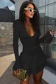 Rochie Scurta de Dama, cu Volane si Maneci Tip Clopot, din Lycra Premium, Lovely, Neagra