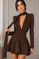 Rochie Scurta de Dama, din Bistrech, cu Brau Detasabil si Esarfa, Inndia, Maro