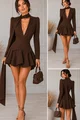 Rochie Scurta de Dama, din Bistrech, cu Brau Detasabil si Esarfa, Inndia, Maro