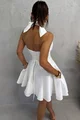 Rochie Scurta de Dama, din Bistrech, cu  Buzunare si Inchidere Corset Reglabil, Vaianna, Alba