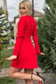 Rochie Scurta de Dama, din Bistrech, Cu Maneci Lungi si Accesorizata cu Fundite , Valenntin, Rosie