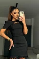 Rochie Scurta de Dama, din Bistrech, cu Maneci Scurte, Yvette, Neagra