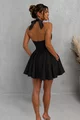 Rochie Scurta de Dama, din Bistrech, cu Spate Gol si Siret Reglabil, Danussia, Neagra