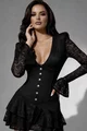 Rochie Scurta de Dama, din Dantela, Corset Bistrech, Dominique, Neagra