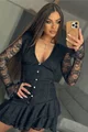 Rochie Scurta de Dama, din Dantela, Corset Bistrech, Dominique, Neagra
