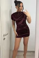 Rochie Scurta de Dama ,din Lycra cu Maneci Scurte ,Georgia ,Burgundy