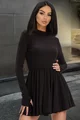 Rochie Scurta de Dama din Pulover, pe Gat, cu Degetar, Nyvora, Neagra
