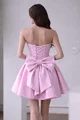 Rochie Scurta de Dama, din Satin, cu Siret Reglabil  si Accesorizata cu Funda la Spate, Elyanora, Roz
