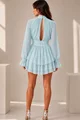 Rochie Scurta de Dama, din Voal, Accesorizata cu Volane, Allora, Bleu