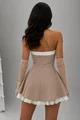 Rochie Scurta de Dama, fara Maneci, cu Inchidere Fermoar si Poplin Alb, Ilaydda, Bej
