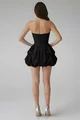 Rochie Scurta de Dama, sin Satin, Tip Gogosar, Fara Maneci si cu Inchidere Fermoar, Allyorra, Neagra