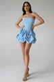 Rochie Scurta de Dama, Tip Gogosar, fara Maneci,  Klara, Bleu